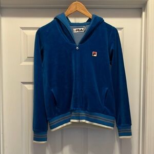 Fila women’s velour Zip-Up Hoodie in Vibrant Blue